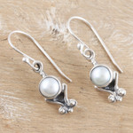 Cultured pearl dangle earrings, 'Innocent Love' - Sterling Silver Dangle Earrings with Cultured Pearls