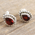Garnet stud earrings, 'Dazzling Passion' - Sterling Silver Stud Earrings with Pear-Shaped Garnet Gems