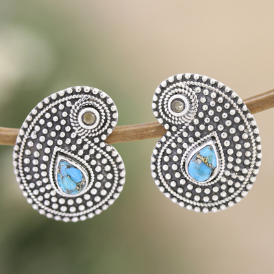 Sterling Silver Drop Earrings with Gems Handcrafted in India - Hypnotic Joy  | NOVICA