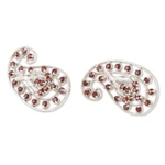 Garnet button earrings, 'Active Passion' - Sterling Silver Button Earrings with Natural Garnet Stones