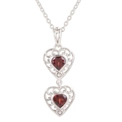 Garnet and topaz pendant necklace, 'Strong Ties' - Romantic Sterling Silver Garnet and Topaz Pendant Necklace