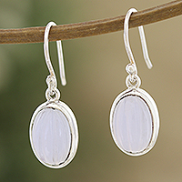 Chalcedony dangle earrings, 'Serene Balance' - Sterling Silver Dangle Earrings with Chalcedony Stones