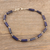 Lapis lazuli beaded anklet, 'Royal Blue Delight' - Lapis Lazuli and Sterling Silver Beaded Anklet from India