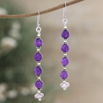 Amethyst dangle earrings, 'Purple Ecstasy' - Sterling Silver Dangle Earrings with Amethyst Beads