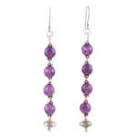 Amethyst dangle earrings, 'Purple Ecstasy' - Sterling Silver Dangle Earrings with Amethyst Beads