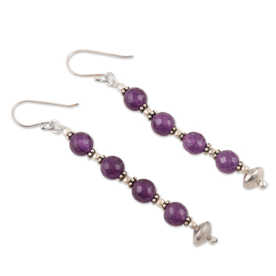 Amethyst dangle earrings, 'Purple Ecstasy' - Sterling Silver Dangle Earrings with Amethyst Beads