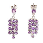 Rhodium-plated amethyst waterfall earrings, 'Purple Grandeur' - Rhodium-Plated Waterfall Earrings with Faceted Amethyst Gems