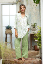Cotton pajama set, 'Spring Paisley' - Paisley and Faux-Bois Printed Cotton Pajama Set in Green