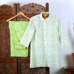 Cotton pajama set, 'Spring Paisley' - Paisley and Faux-Bois Printed Cotton Pajama Set in Green