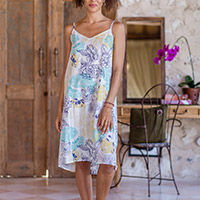 Cotton nightgown, ‘Sweet Dreams’ - Cotton Nightgown with Adjustable Straps and Floral Motif