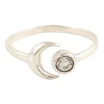 Blue topaz wrap ring, 'Celestial Beauty in Azure' - Moon Blue Topaz and Sterling Silver Wrap Ring from India