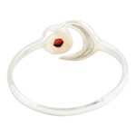 Garnet wrap ring, 'Celestial Beauty in Red' - Moon Garnet and Sterling Silver Wrap Ring from India