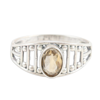 Citrine cocktail ring, 'Sunny Appeal' - Citrine and Sterling Silver Cocktail Ring Crafted in India