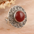 Onyx cocktail ring, 'Courageous Glory' - Red Onyx Cocktail Ring in a Combination Finish