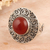 Onyx cocktail ring, 'Courageous Glory' - Red Onyx Cocktail Ring in a Combination Finish