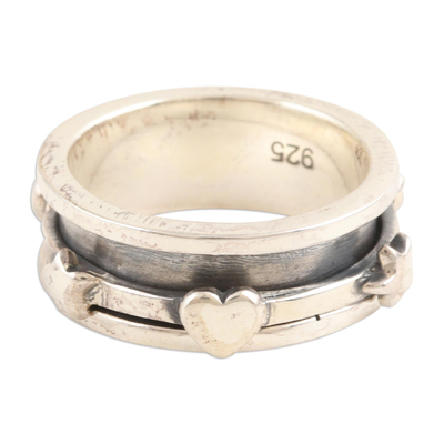 Sterling silver meditation ring, 'Stellar Love' - Romantic Sterling Silver Meditation Ring Crafted in India
