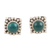 Onyx stud earrings, 'Intellect Light' - Square Sterling Silver Stud Earrings with Green Onyx Gems