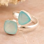 Chalcedony wrap ring, 'Peace Horizon' - Sterling Silver Wrap Ring with Eight-Carat Chalcedony Gems