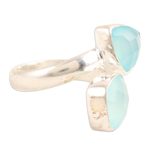 Chalcedony wrap ring, 'Peace Horizon' - Sterling Silver Wrap Ring with Eight-Carat Chalcedony Gems