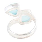 Chalcedony wrap ring, 'Peace Horizon' - Sterling Silver Wrap Ring with Eight-Carat Chalcedony Gems