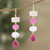 Gold-plated multi-gemstone dangle earrings, 'Pink Era' - Multi-Gemstone Dangle Earrings with 18k Gold Plating (image 2) thumbail