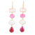 Gold-plated multi-gemstone dangle earrings, 'Pink Era' - Multi-Gemstone Dangle Earrings with 18k Gold Plating thumbail