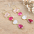 Gold-plated multi-gemstone dangle earrings, 'Pink Era' - Multi-Gemstone Dangle Earrings with 18k Gold Plating (image 2b) thumbail