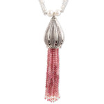 Gemstone and pearl long necklace, 'Rani Mahal' - World Peace Project Symbolic Pendant Necklace from India