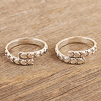 Sterling silver toe rings, 'Loving Hug' (pair) - Pair of Sterling Silver Toe Rings with Heart Pattern