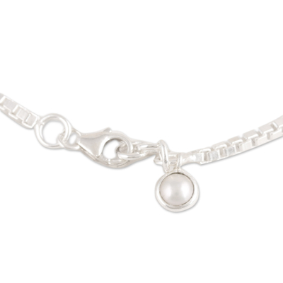 Tobilleras de perlas cultivadas, (par) - Par de Tobilleras de Plata Esterlina con Charms de Perlas Cultivadas