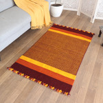 Wool area rug, 'Yellow Appeal' (3x5) - Handloomed Wool Area Rug with Yellow and Red Stripes (3x5)