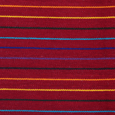 Alfombra de lana, (3x5) - Alfombra de área de lana india con patrón de rayas de colores (3x5)
