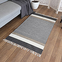 Wool area rug, 'Delightful Sky' (3x5) - 3x5 Wool Area Rug for Floor and Wall Use Hand-Woven in India