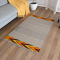 Wool area rug, 'Chic Grey' (3x5) - 3x5 Wool Area Rug for Floor and Wall Use Hand-Woven in India