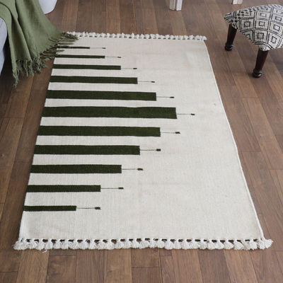 Wool area rug, 'Creative Glory' (3x5) - 3x5 Wool Area Rug for Floor and Wall Use Hand-Woven in India
