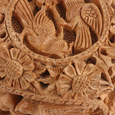 Wood sculpture, 'Peaceful Paradise' - World Peace Project Wood Sculpture Handmade in India