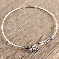 Sterling silver anklet, 'Unique Finesse' - Sterling Silver Charm Anklet Handcrafted in India