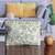 Cotton cosmetic bag, 'Leafy Friends' - Cotton Cosmetic Bag with Hand-Block Printed Leafs & Flowers