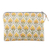 Cotton cosmetic bag, 'Glorious Buttercup' - Cotton Cosmetic Bag with Hand-Block Printed Flowers & Leaves