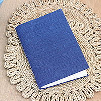 Diario de algodón, 'Chic Blue' - Diario de algodón azul con papel hecho a mano en la India