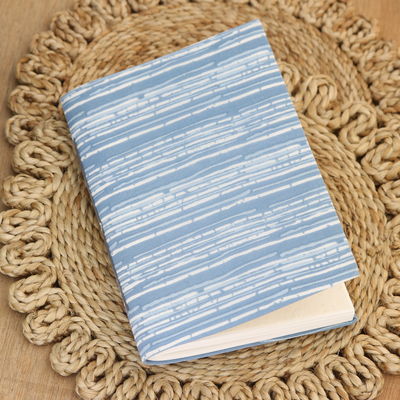 Diario de algodón - Diario de algodón con motivos impresos a mano y papel hecho a mano
