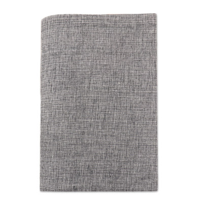 Cotton journal, 'Chic Grey' - Grey Cotton Journal with Handmade Paper Handcrafted in India