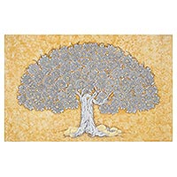 World peace painting, 'The Grand Presence' (2020) - World Peace Project Golden Tree of Life Folk Art Painting
