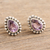 Amethyst stud earrings, 'Dazzling Trust' - Sterling Silver Stud Earrings with Pear-Shaped Amethyst Gems