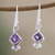 Amethyst dangle earrings, 'Adorable Wisdom' - Sterling Silver Dangle Earrings with Faceted Amethyst Stones