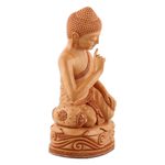 Wood world peace sculpture, 'Buddha in Peace' - World Peace Project Wood Sculpture Hand-Carved in India