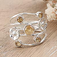 Citrine cocktail ring, 'Victory Blossom'