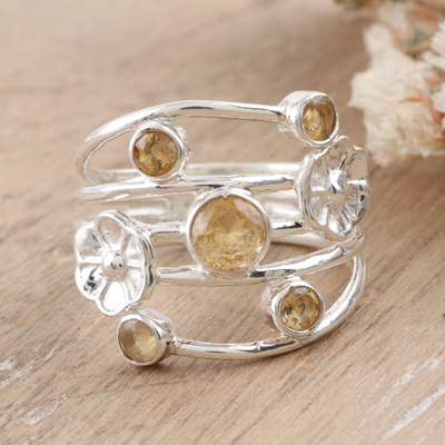 Citrine cocktail ring, Victory Blossom