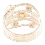 Citrine cocktail ring, 'Victory Blossom' - Floral Sterling Silver Cocktail Ring with Citrine Gemstones
