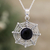 Onyx pendant necklace, 'Magical Web' - Indian Sterling Silver and Black Onyx Pendant Necklace